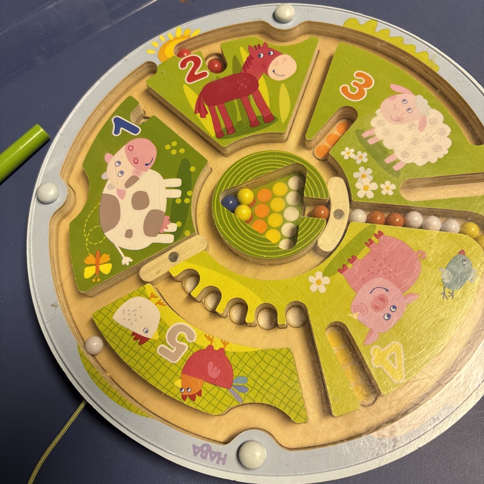 Haba Busy Board for toddlers Ages 2-4 Wooden Magnetic 9”