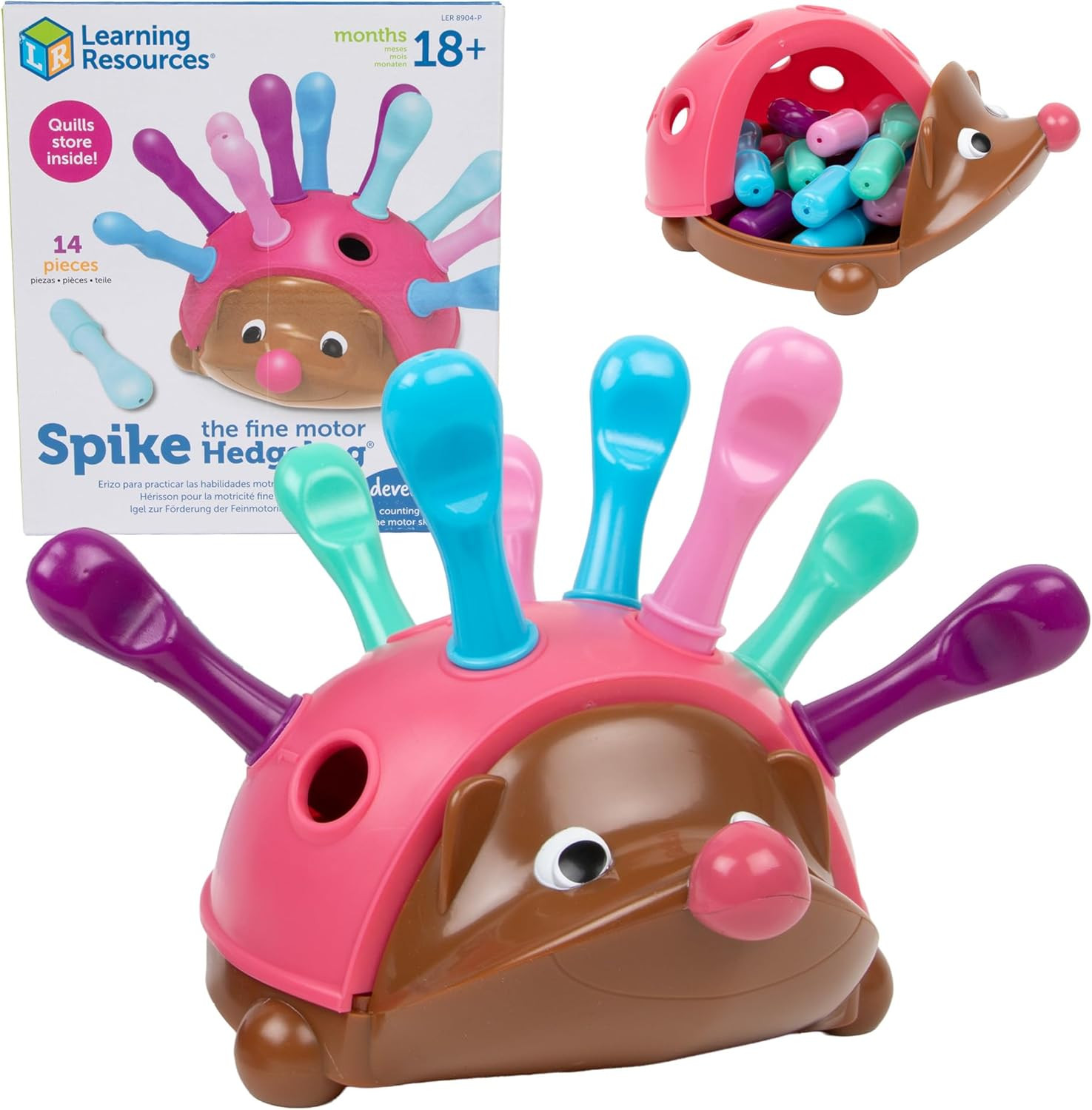 Spike the Fine Motor Hedgehog Pink – Toddler Montessori Toys, Stacking Shape, Gi