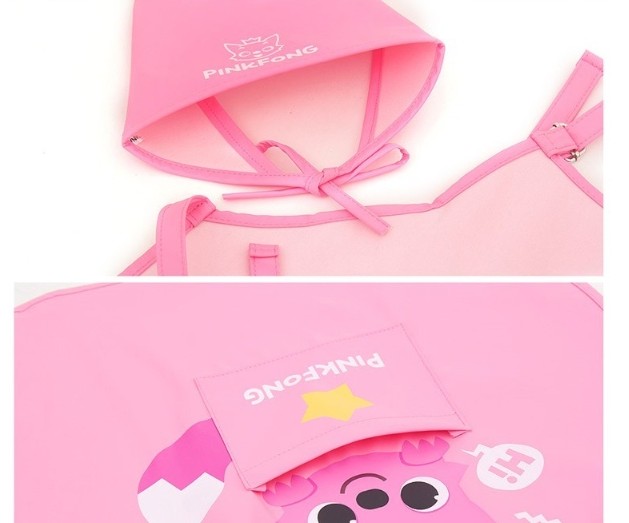 Pinkfong Kids Art Gown Set Apron Arm Band Hood For Cooking Art Play Korea PK BL