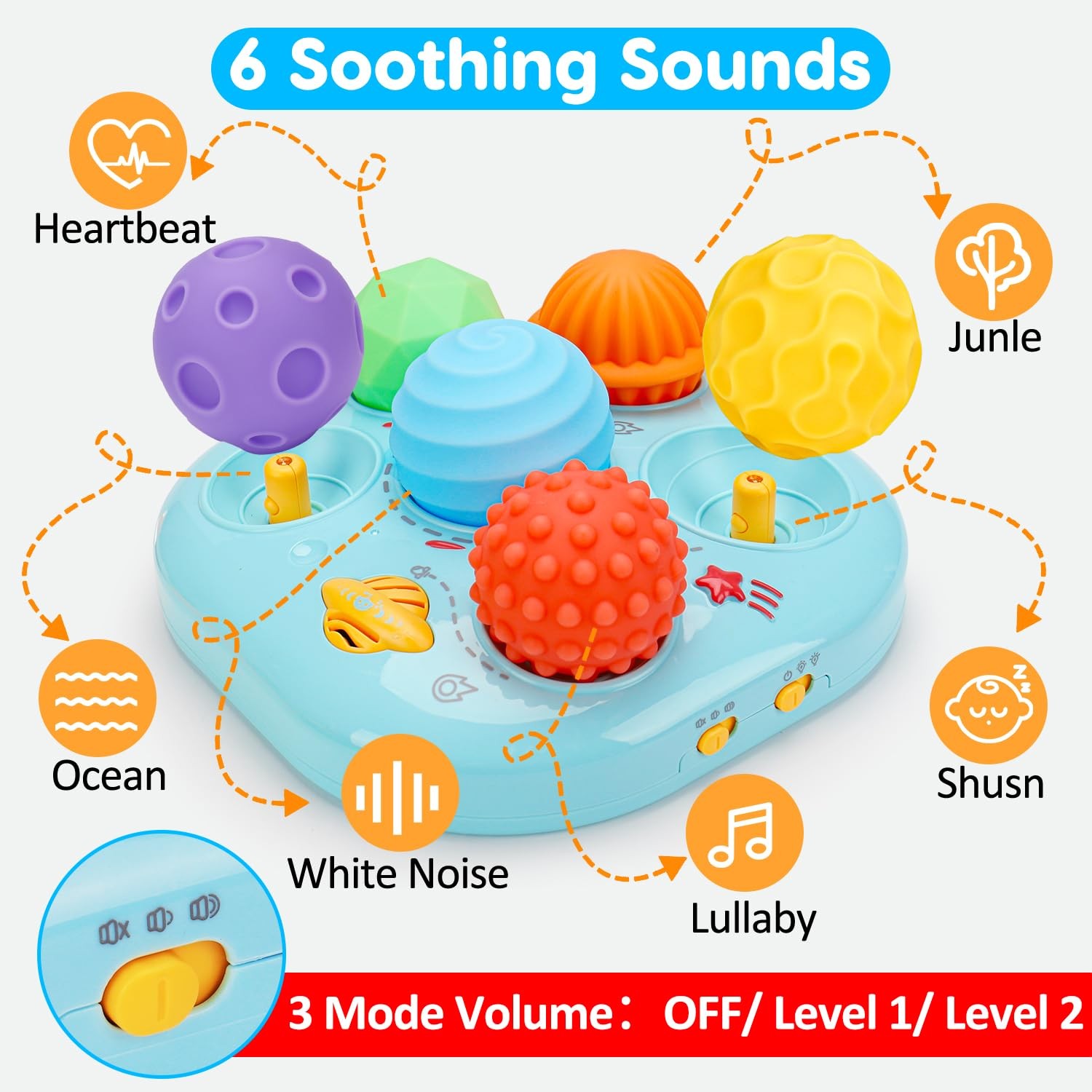 Baby Toys 6-12 Months, Interactive Bright Color Textured Multi Sensory Balls …