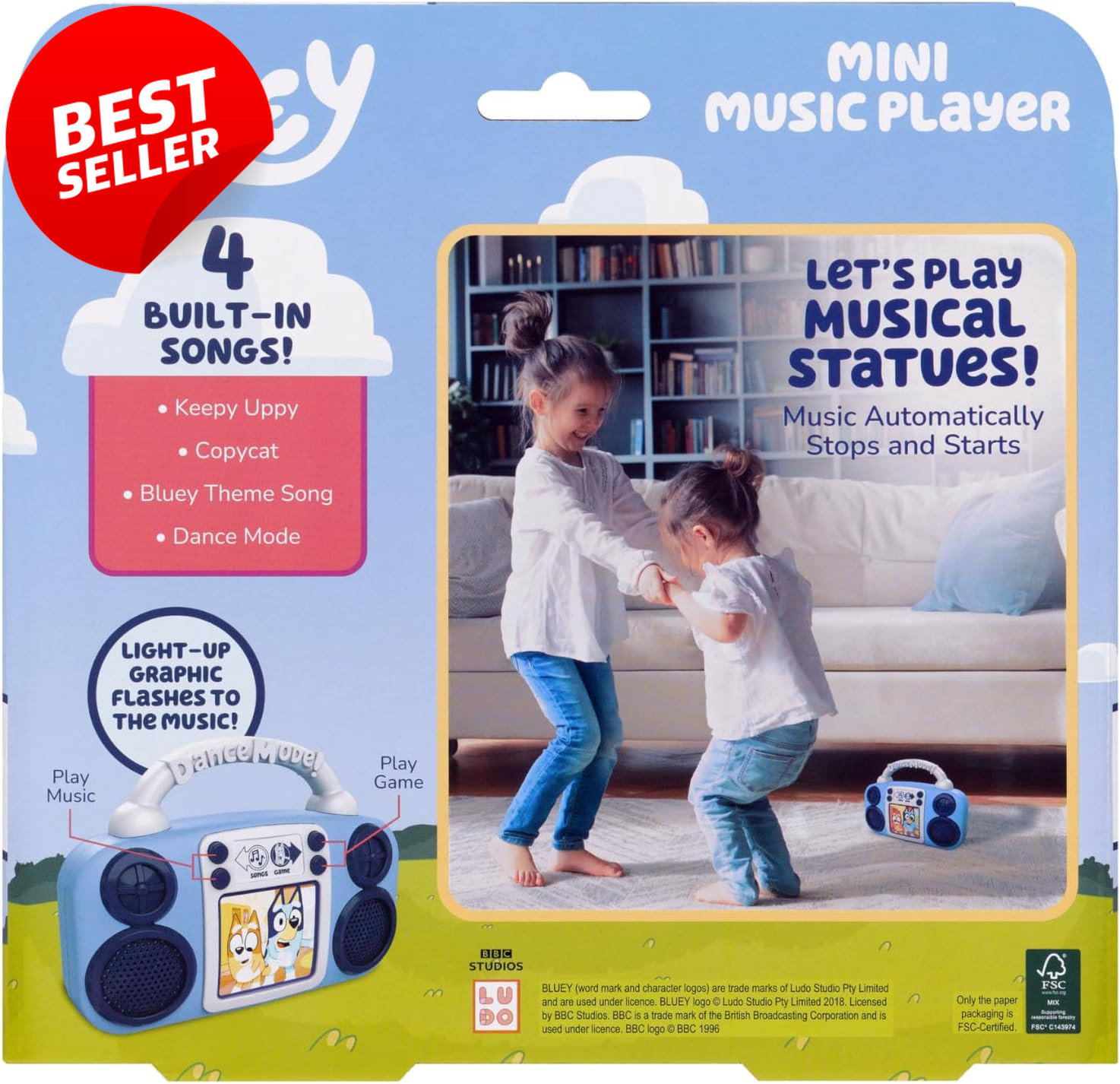 Bluey Toy Music Player Toddler Musical Toy Built-In Songs Gift Idea – US