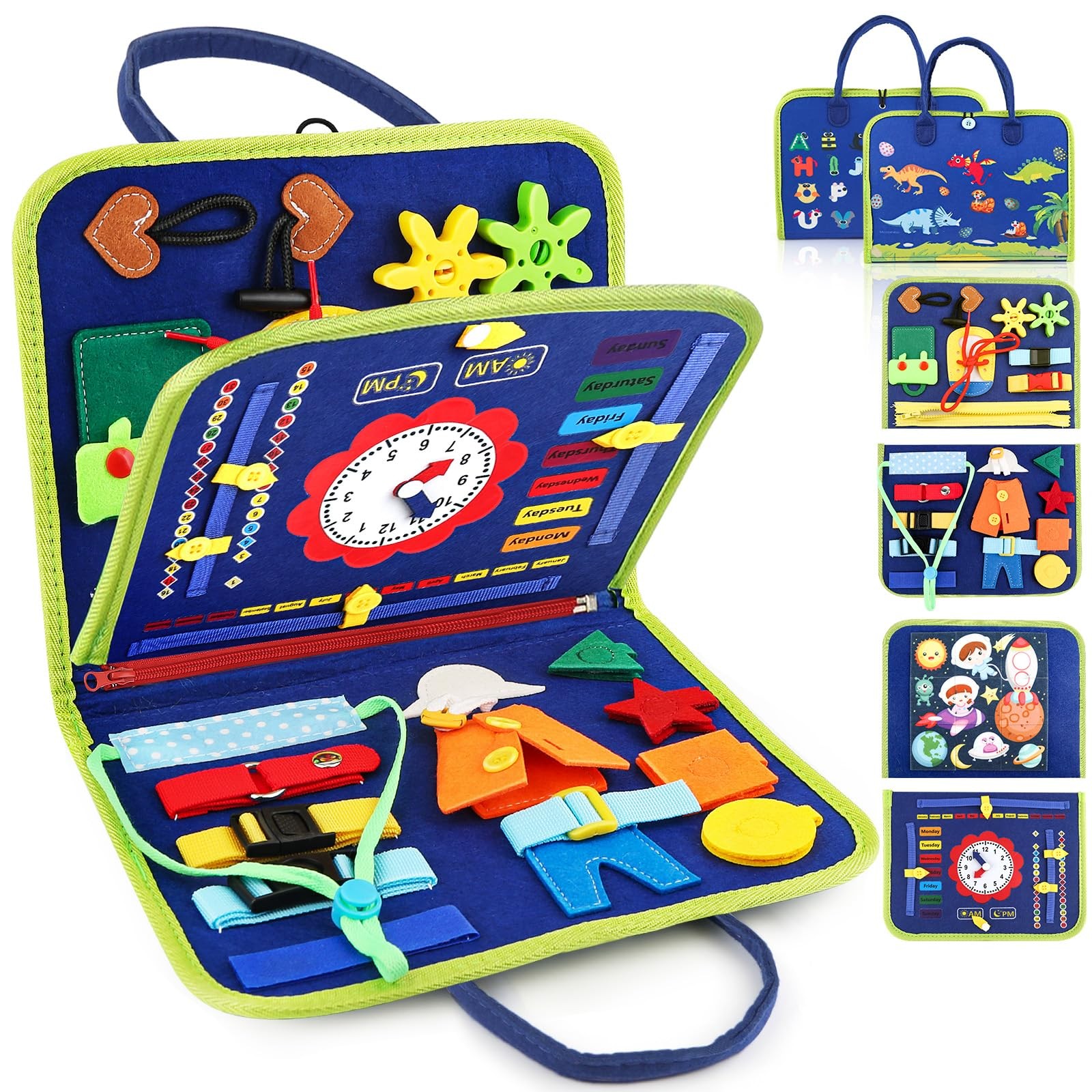 Toddler Busy Board, Montessori Sensory Toys for Boys, 1-4 Year Old Girl Toddl…