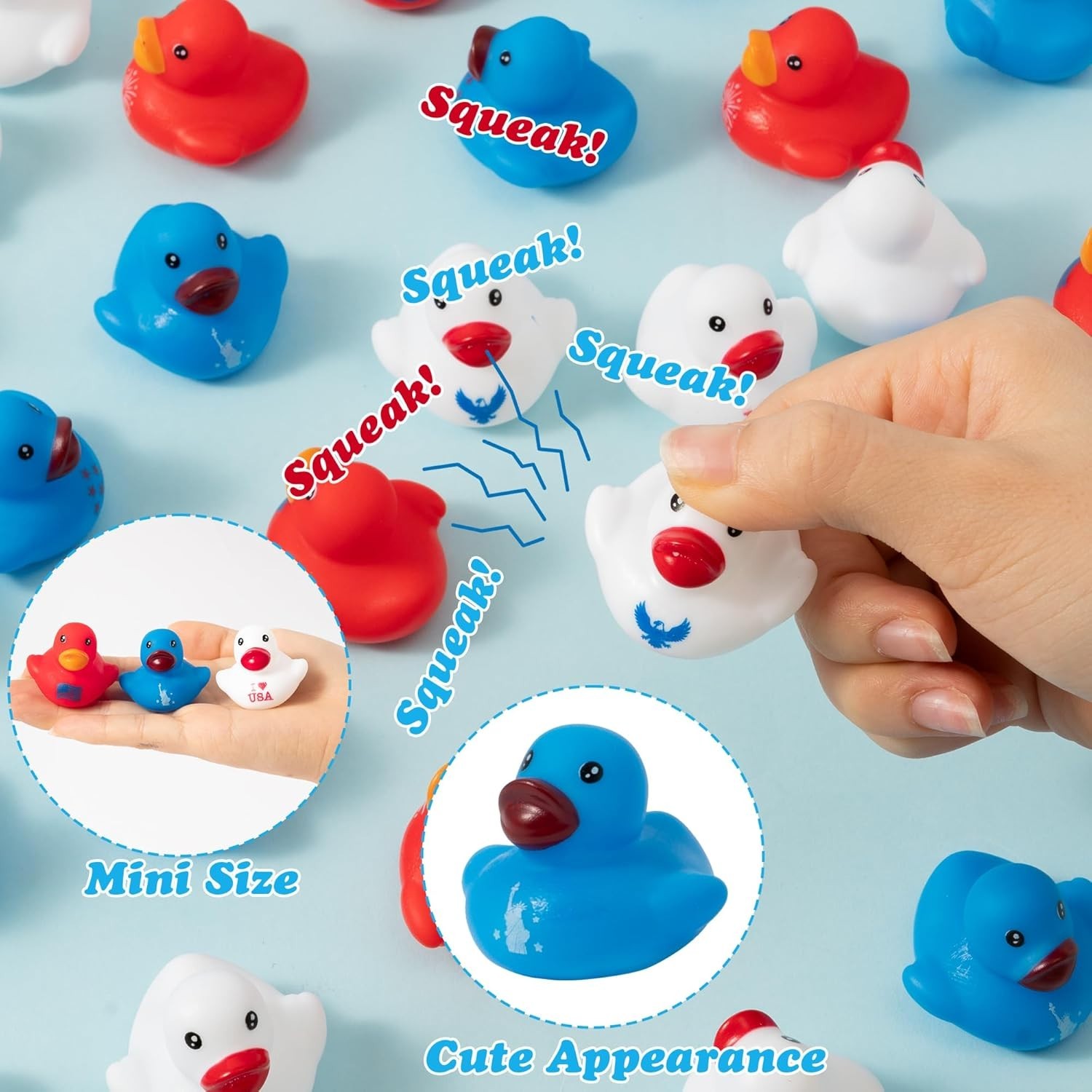 Patriotic Mini Rubber Ducks – 60Pcs 4th of July 250th Anniversary American Ducky