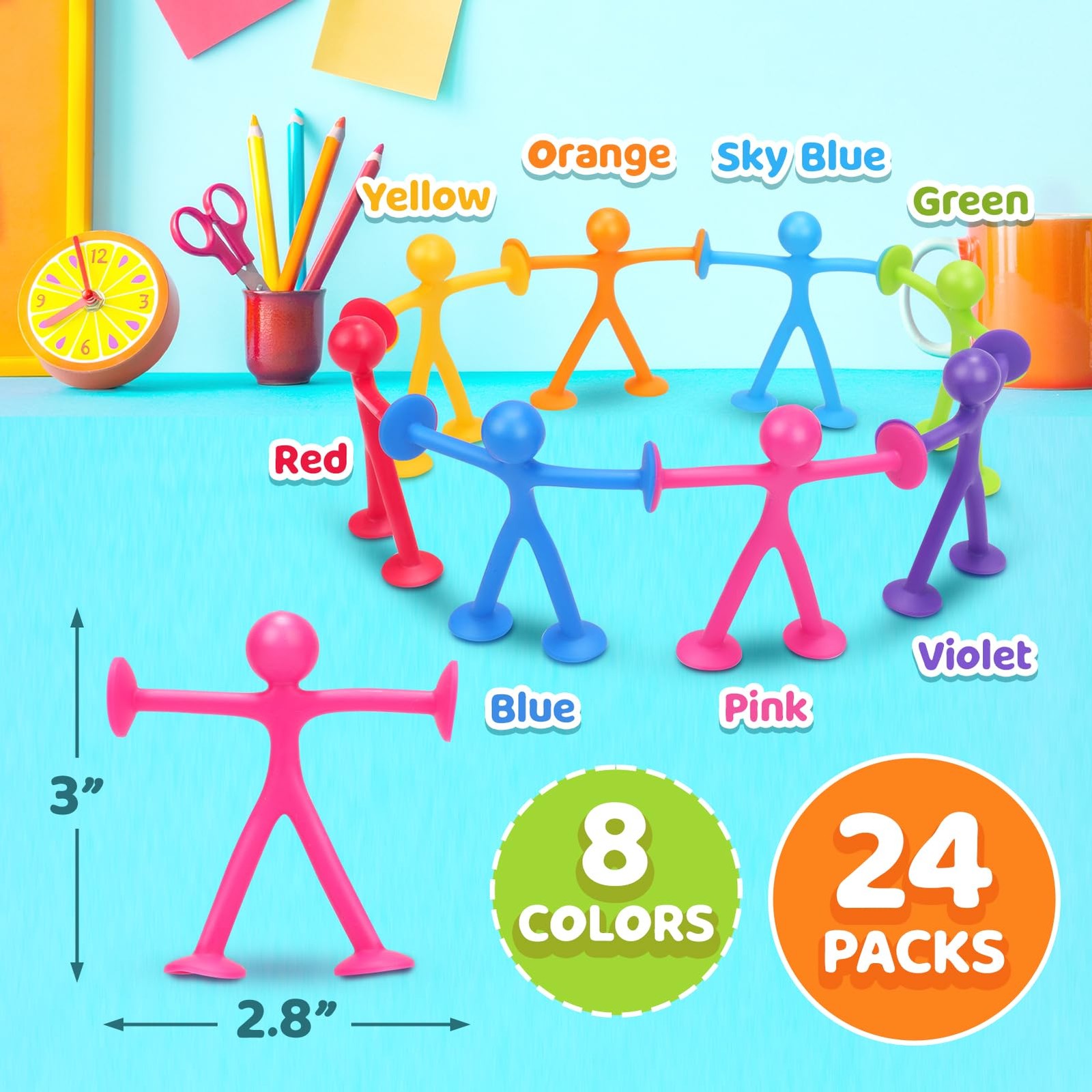 Richtim Kids Humanoid Suction Sensory Toys: 24 Pack Creative Suction Toy No Hole