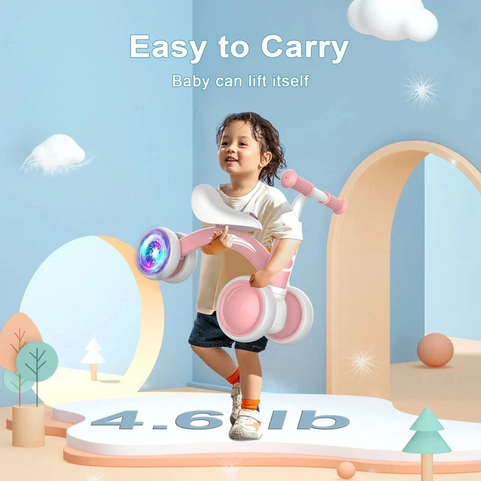 Colorful Lighting Baby Balance Bike Toys for 1 Year Old Girl Gifts 10-36 Month