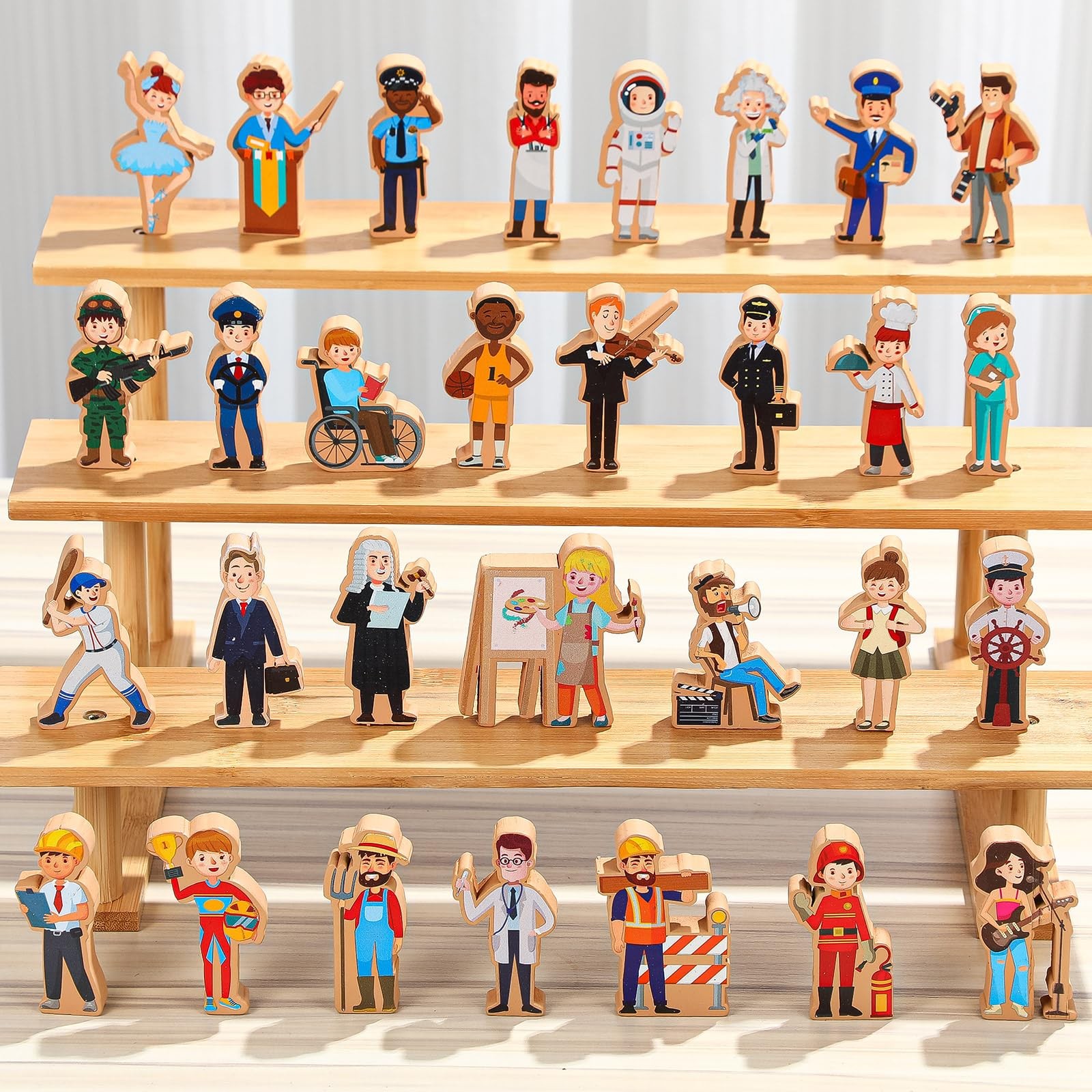 Wooden Toys Set for Preschool Classroom – Multicultural Career People Blocks …