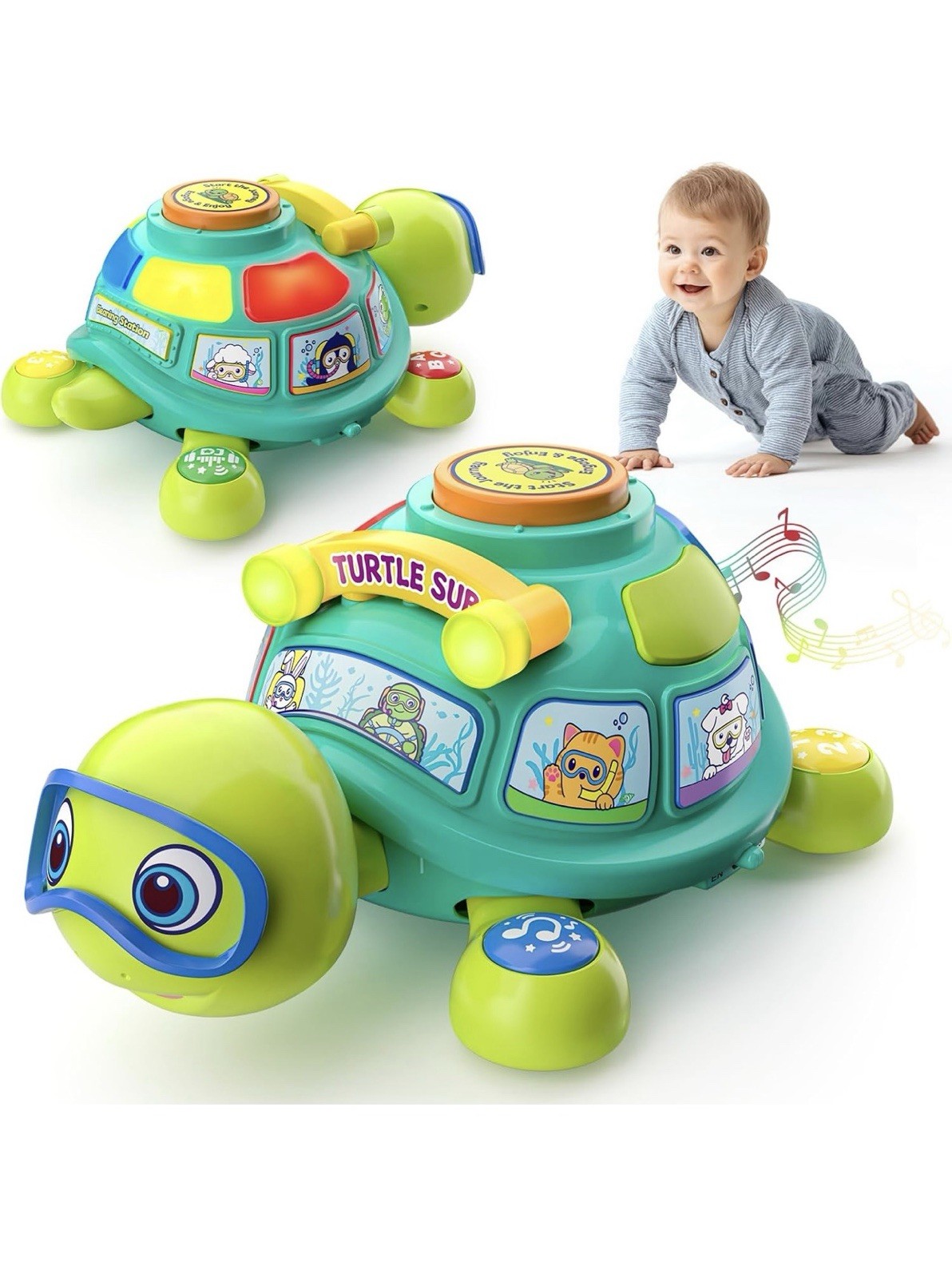 Educational Baby Toys 6-12 Month, Musical Crawling Turtle, Infant Toys for 6 7 8