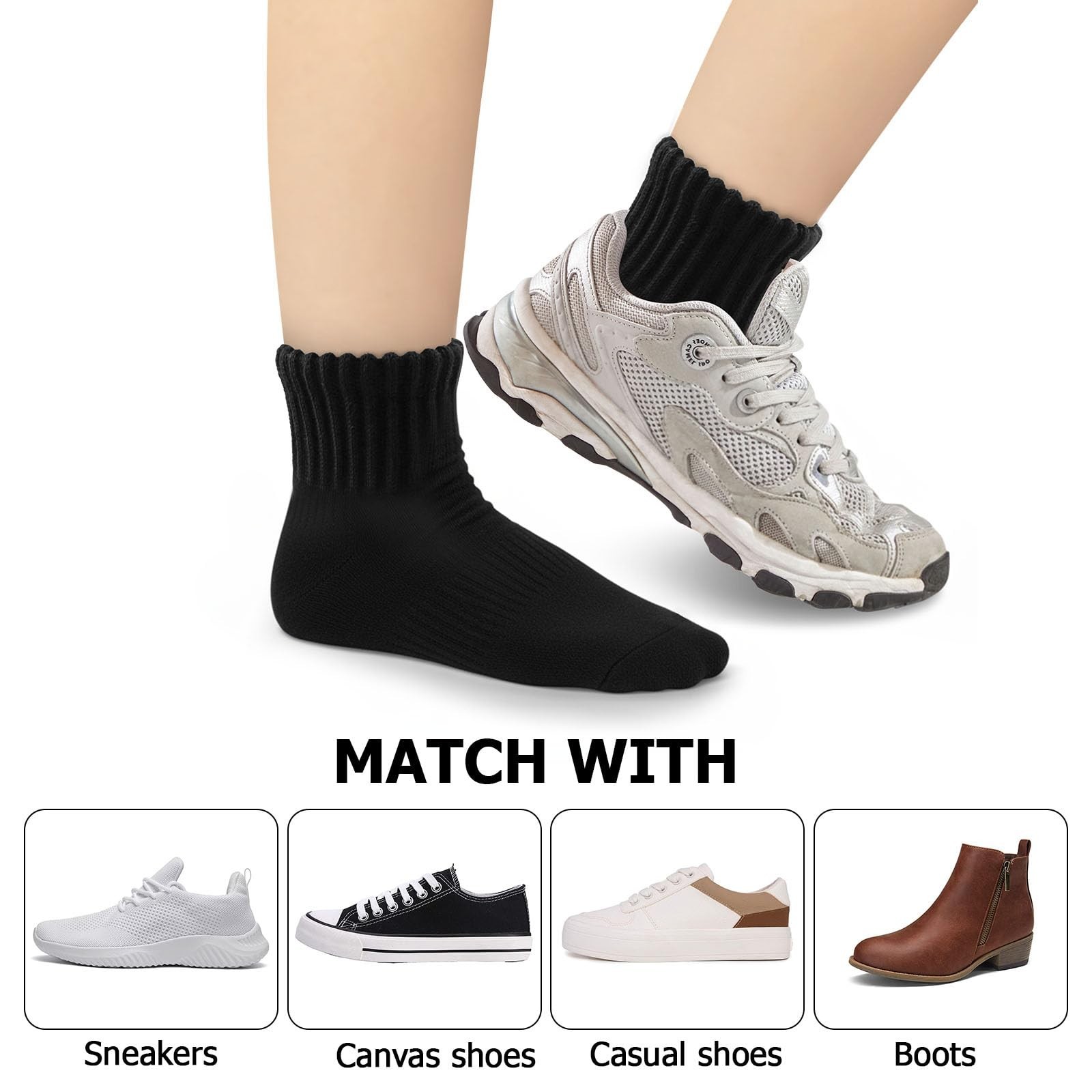White Women Ankle Socks: Athletic Cotton Cushioned for Sports – Seamless & Ar…