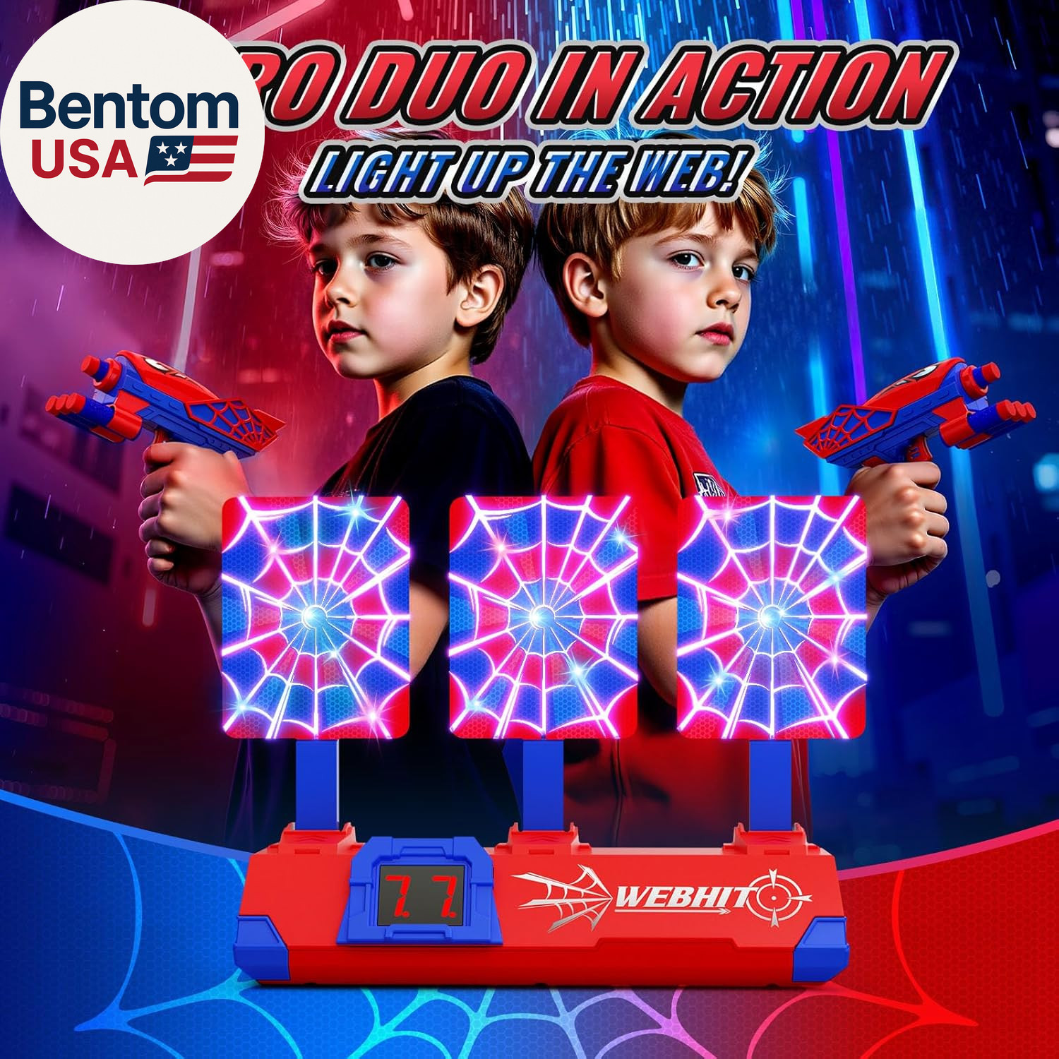 Shooting Toys for 3-12 Year Old Boys, Hero Styles with Glowing Web&Sounds,Lcd Sc