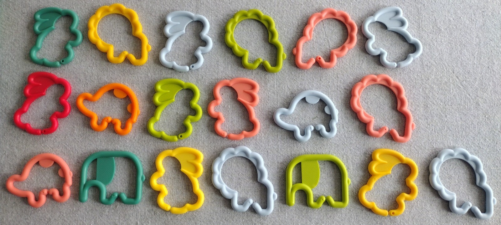 Infantino Animal Parade Animal Shaped Rings 19 Links Clips Bunny Lion Turtle
