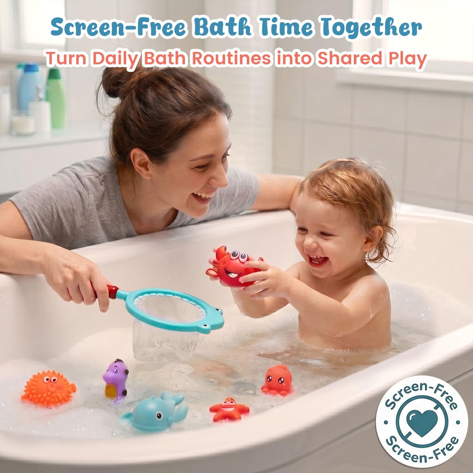 Shindel 16 PCS Baby Bath Toys, Floating Pool Toys for Medium, Multicolored