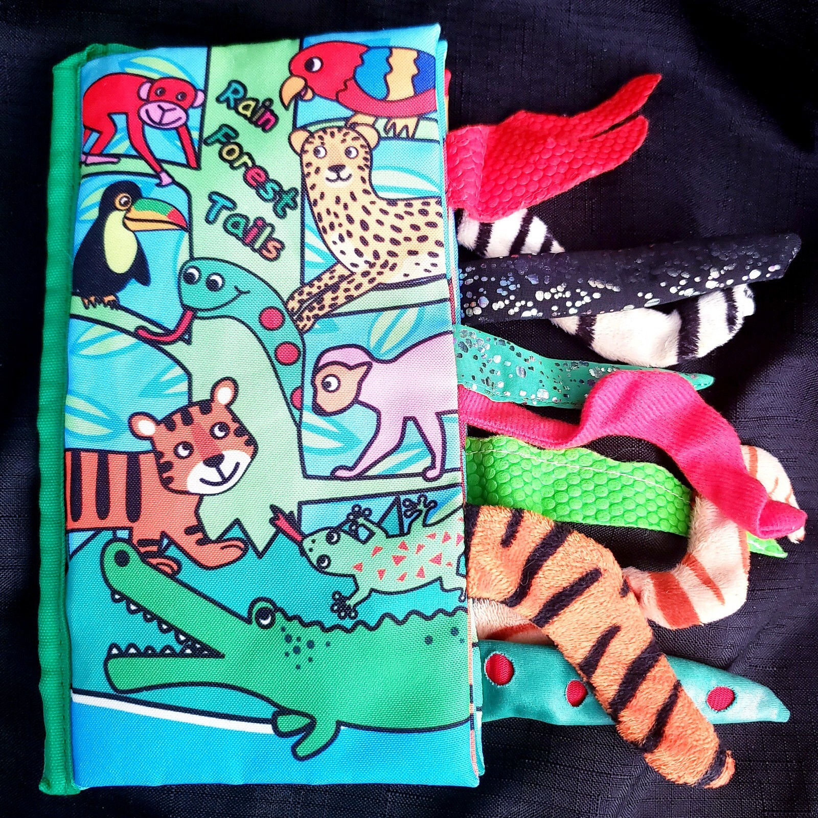 Rain Forest Tails Crinkle Cloth Fabric Sensory Crinkle Sparkle Textures Textile