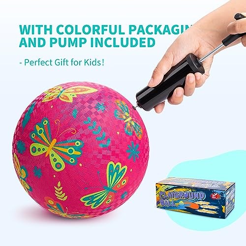 Set of 2 Cartoon Playground Balls for Toddlers 8.5″ – Blue + Pink – Size 3 8.5″