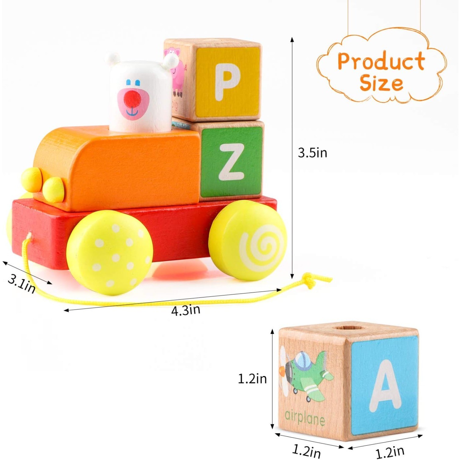 26 colorful letter blocks ABC Wooden block Cart Montessori Preschool Learning