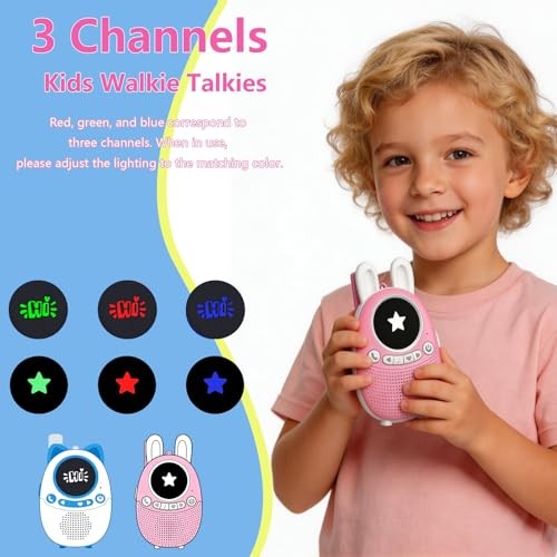 Kids Walkie Talkies for 3-12 Year Old Boys & Girls – Rechargeable Blue+Pink