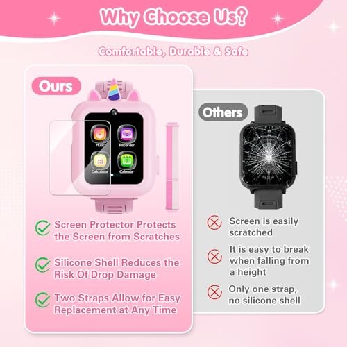 Smart Watch for Kids with 39 Games Touchscreen Camera Video, Music Player, Pink