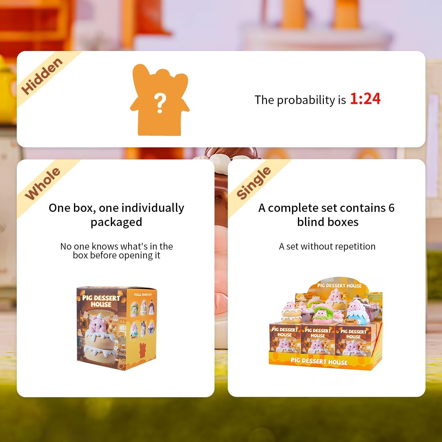 Pig Dessert House Series Blind Box Figures, Random Design Action Figures Coll…