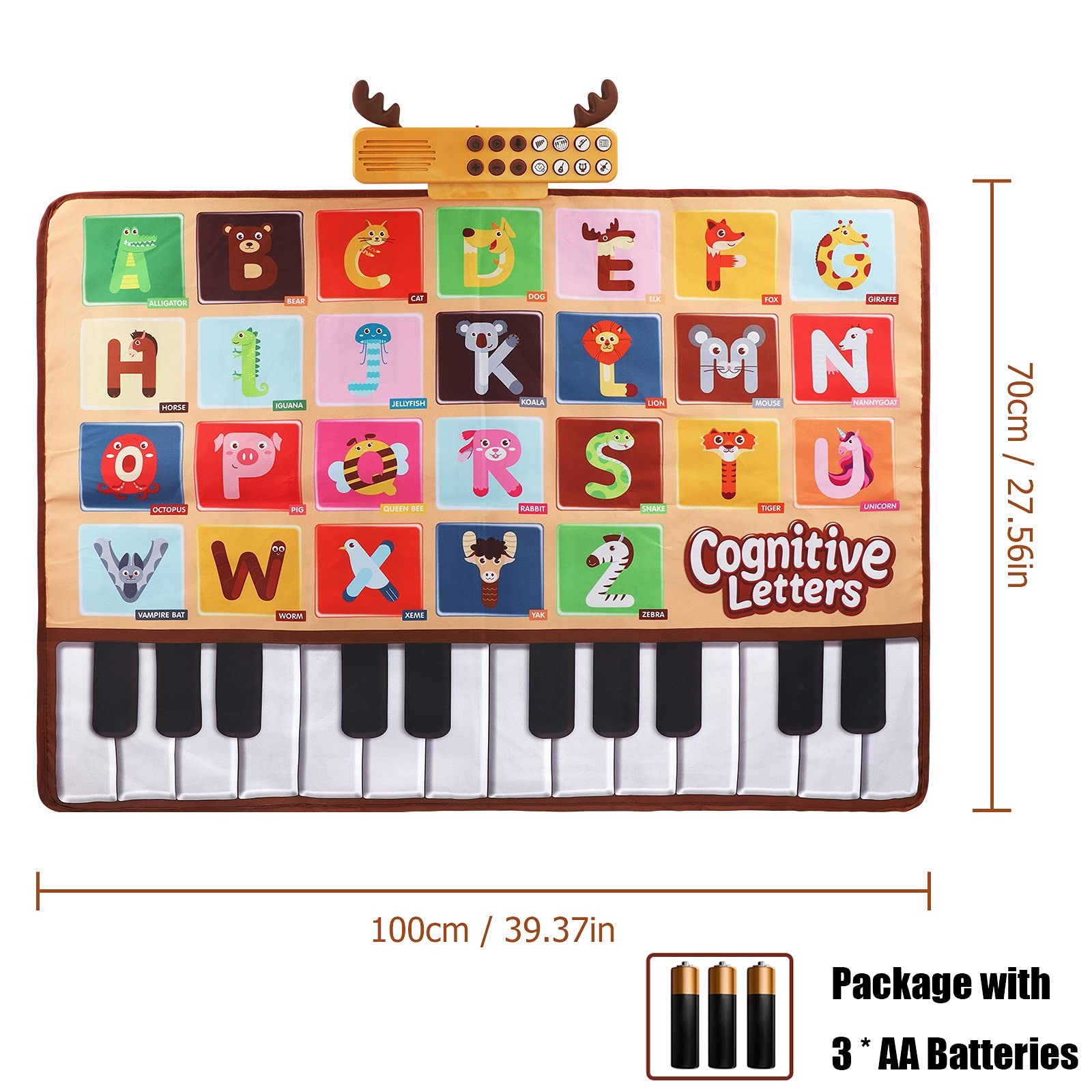 Baby Piano Mat, Musical Keyboard Learning Toys with 26 Letters, Electronic Mu…