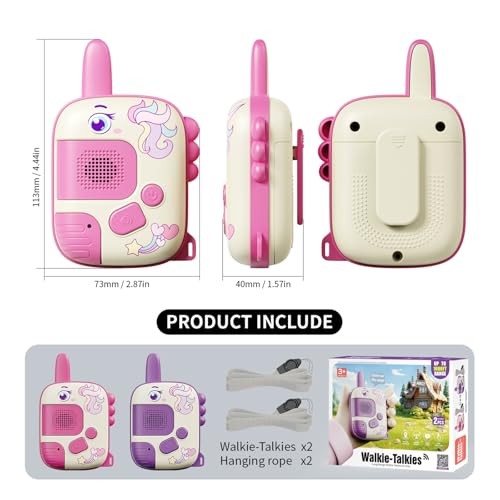 Walkie Talkies Toys for Girls:Unicorn Toys 2 Pack Birthday Gifts for 3 4 5 Pink