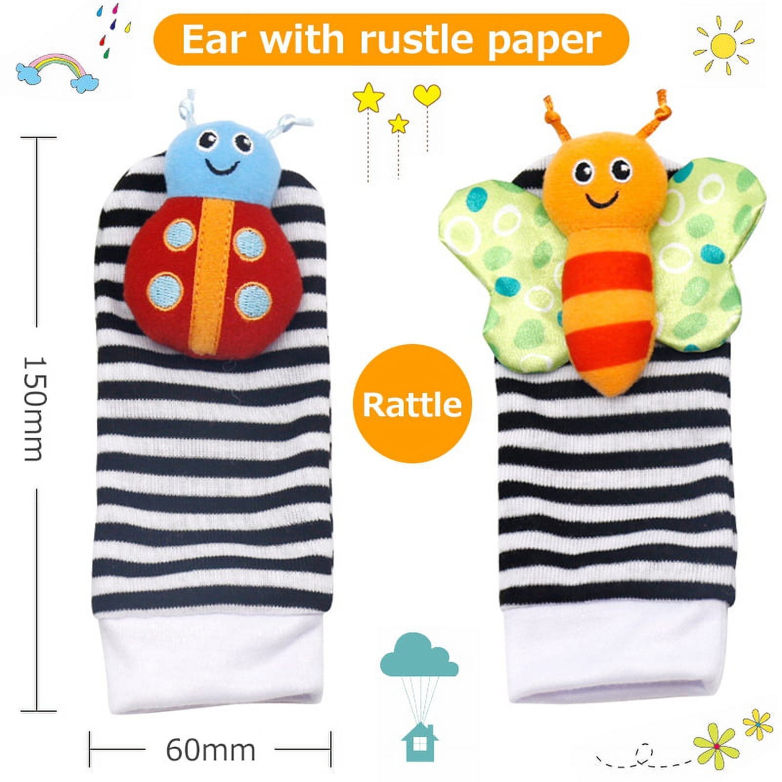 Butterfly Foot Finder Socks Wrist Rattles Toys for New Born Gift Set