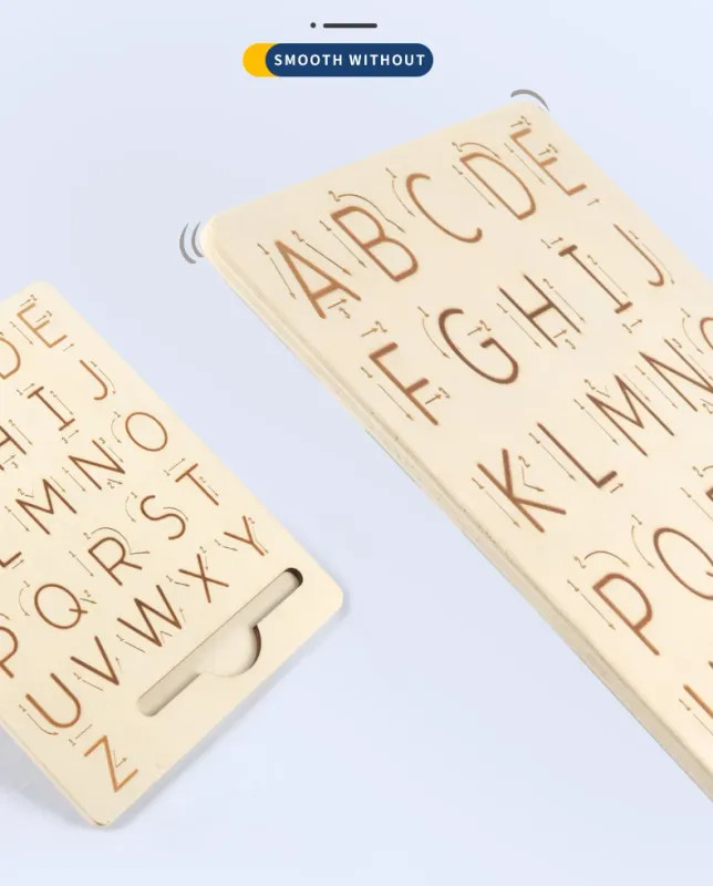 Children Writing Practice Wooden Alphabet Board Alphanumeric Handwritten
