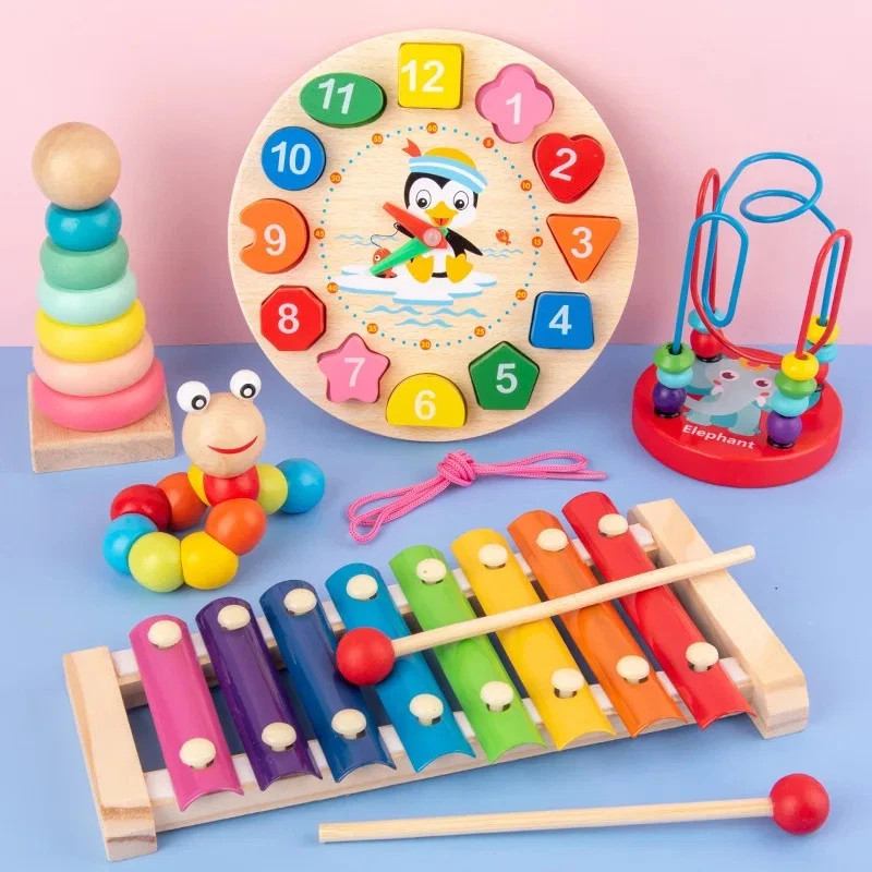 Montessori Baby Toys Kids 3D Wooden Puzzles Early Learning Baby Games Toys.
