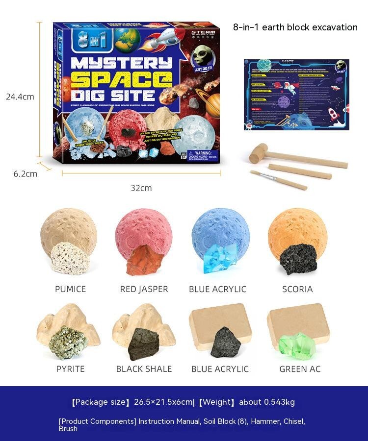 8PCS Planet Gemstone Kits Dig Out Excavation Educational Interactive Mining Toys