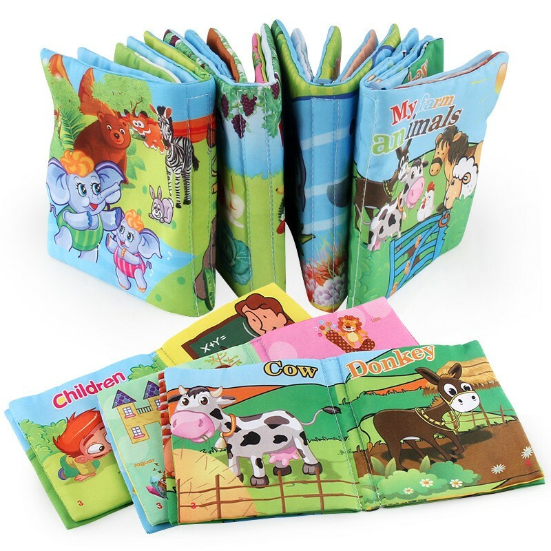 Baby Soft Cloth Books, Educational Activity Crinkle Books -Set of 6.