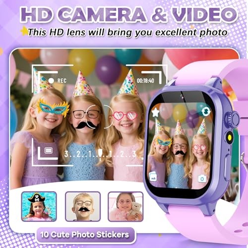 Kids Smart Watches for Girls Boys Toys Ages 4-12 with 30+ Games Video Purple