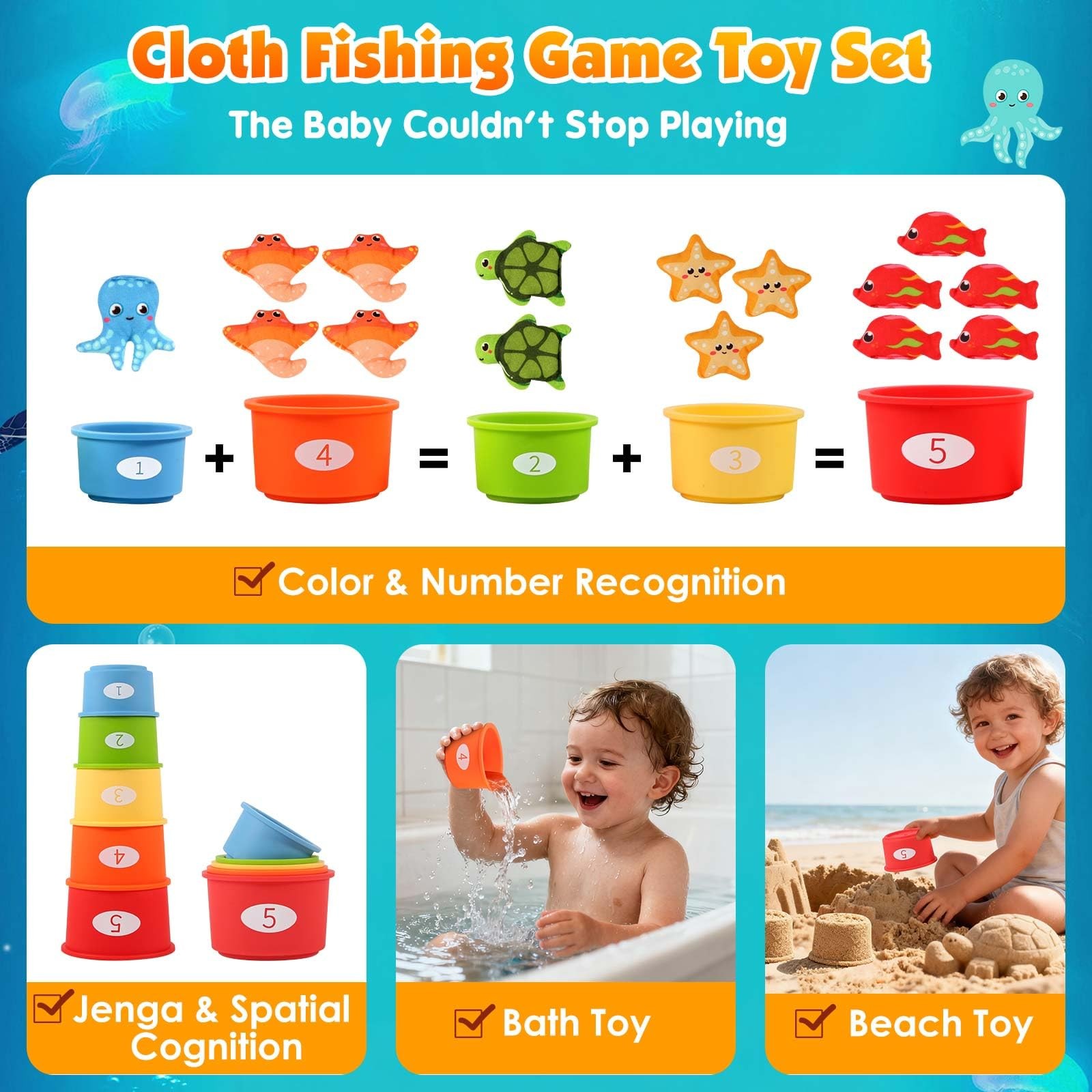 FREYBLI Montessori Toys for 1 Year Old Boy Girl Birthday Gift – Cloth Toddler…