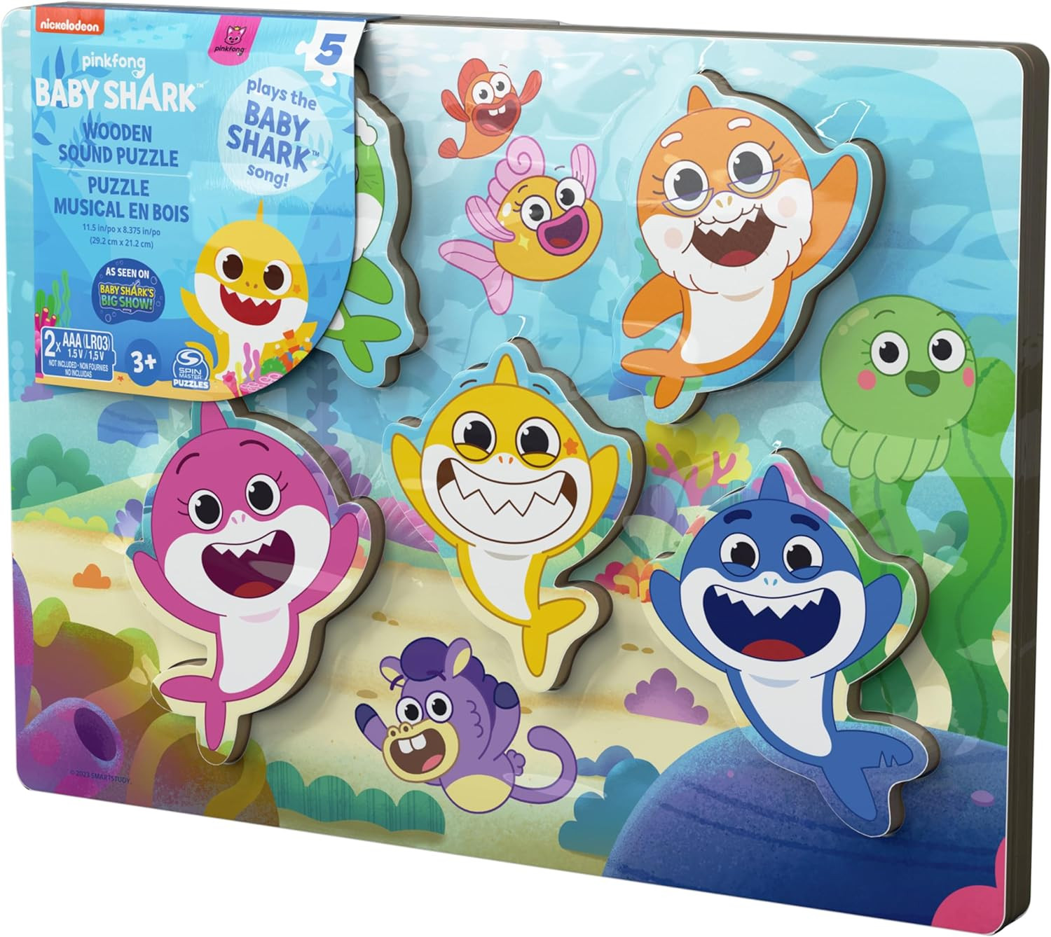 Pinkfong Baby Shark Chunky Musical Wooden Sound Puzzle, Plays Baby Shark Song
