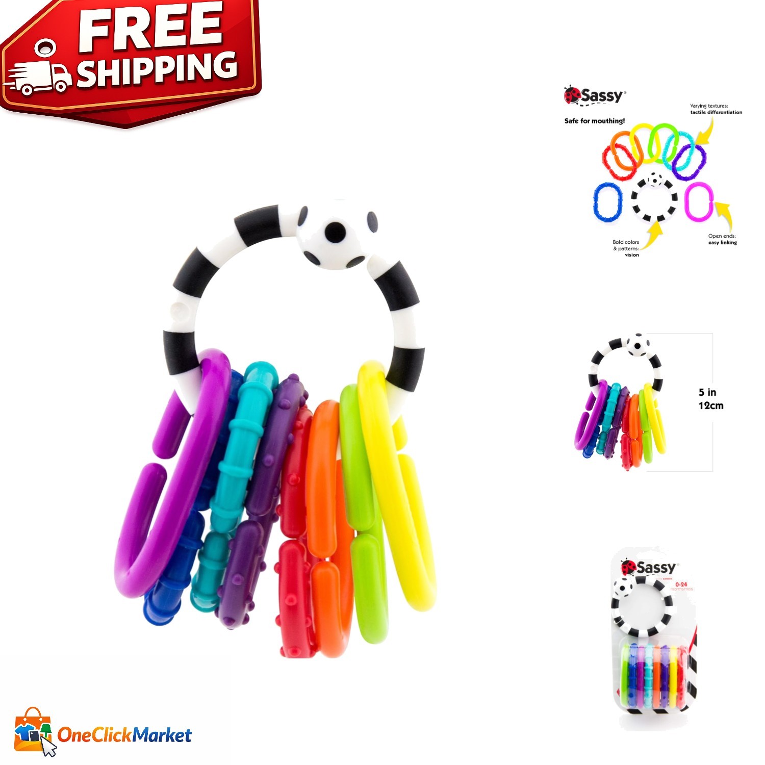 Multicolor 9 Piece Ring O Links Set – Tactile and Visual Stimulation for Babies