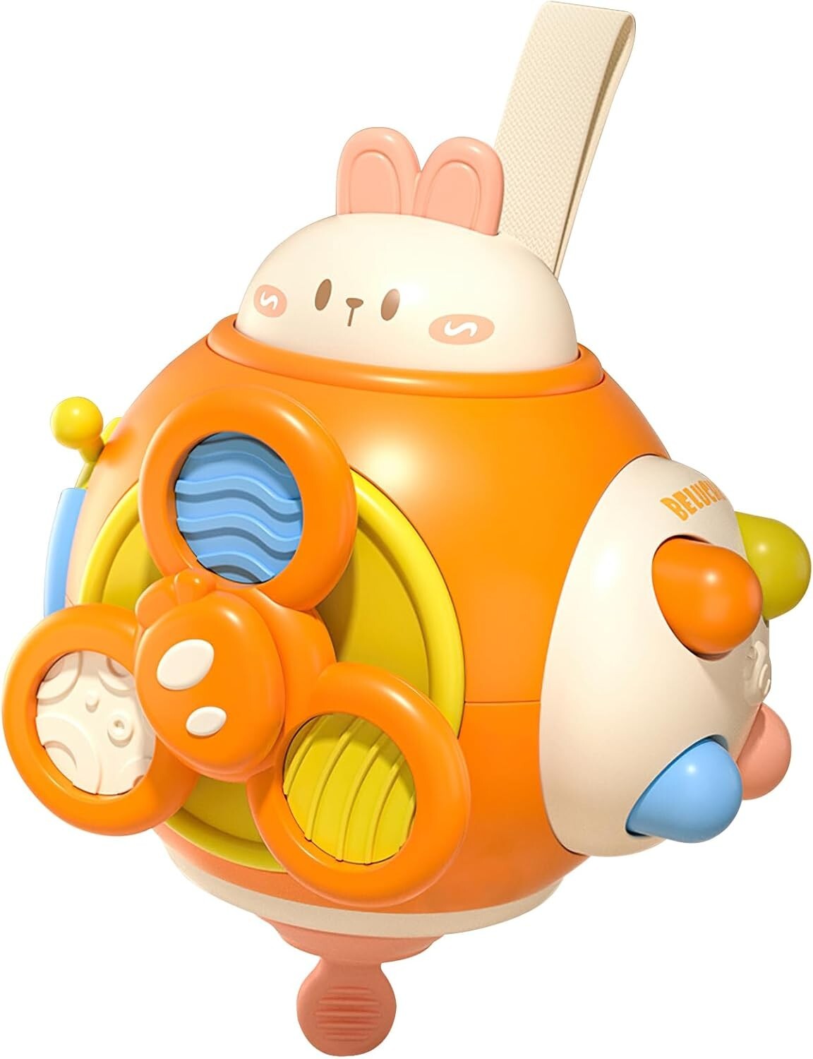 Rabbit Busy Cube for Kids Montessori Fidget Rattle Toy for Infant Toddlers 1-3Y