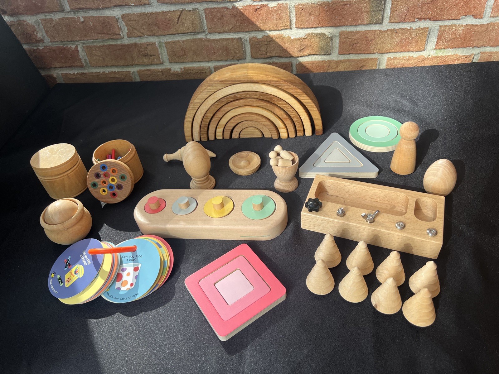 Montessori Wooden Play Lot Toddler Baby Sorting Toys colors 75 pcs puzzle shapes