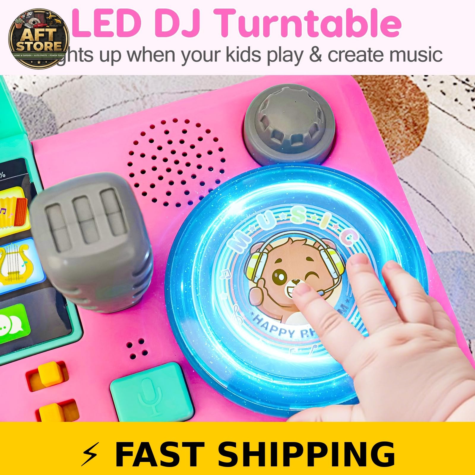 Basytodio Baby DJ Table with Music & Lights for Toddlers 1-3