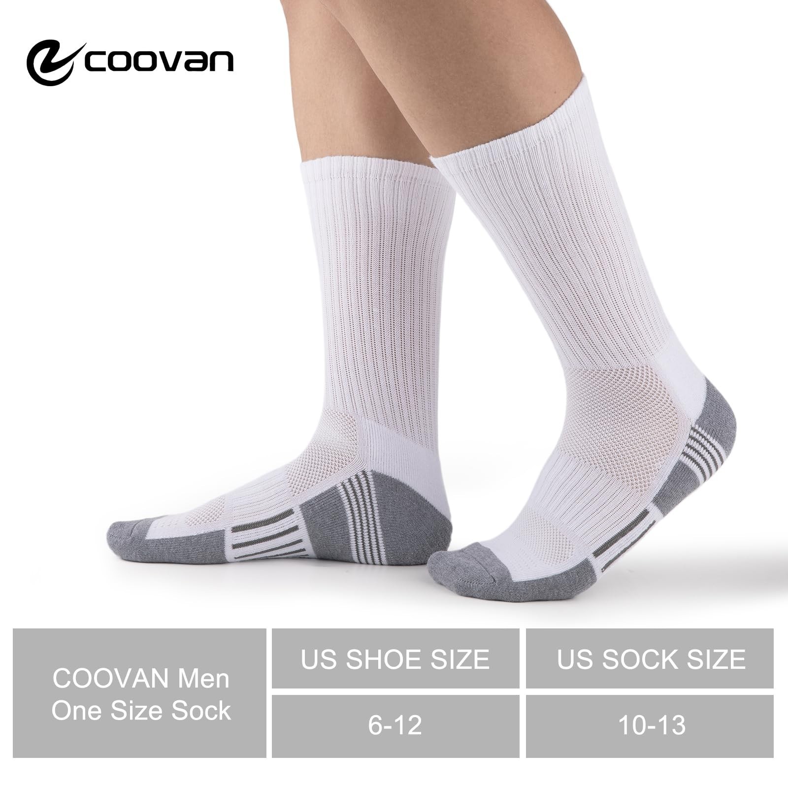 COOVAN 8 Pairs Mens Crew Socks Cushioned Moisture Wicking Athletic Heavy Duty…