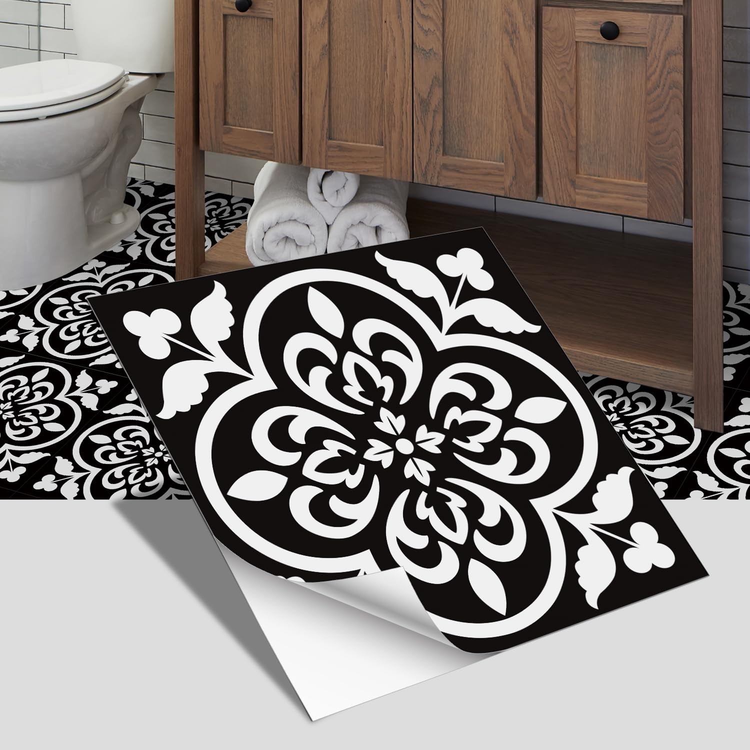 VICCI 24pcs Floor Tile Decals Peel and Stick Backsplash Wall Tiles Stickers 7…
