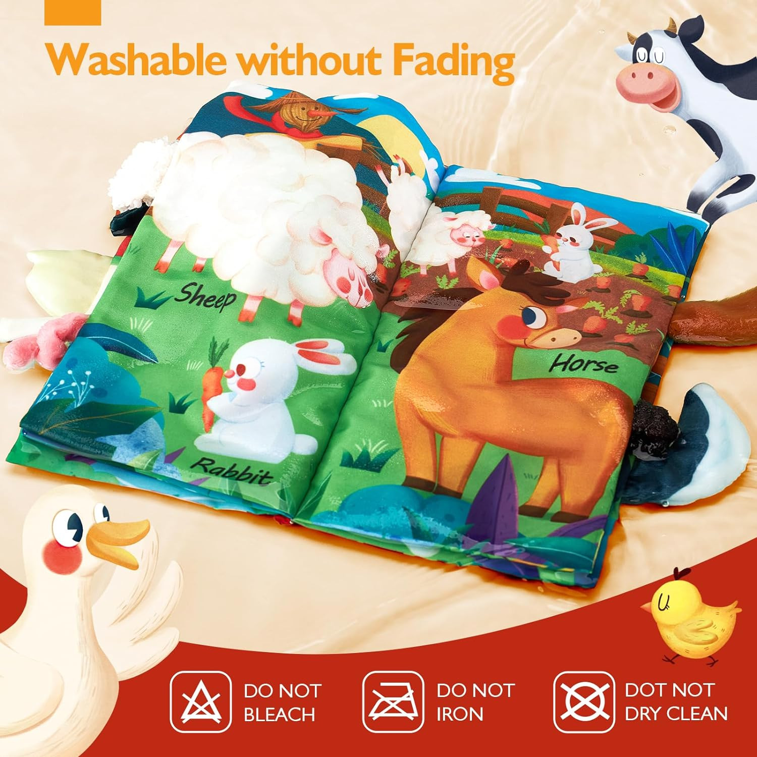 Baby Books 0-6 Months,Infant Tummy Time Toy Sensory Toys 6 to 12 Months Touch Fe