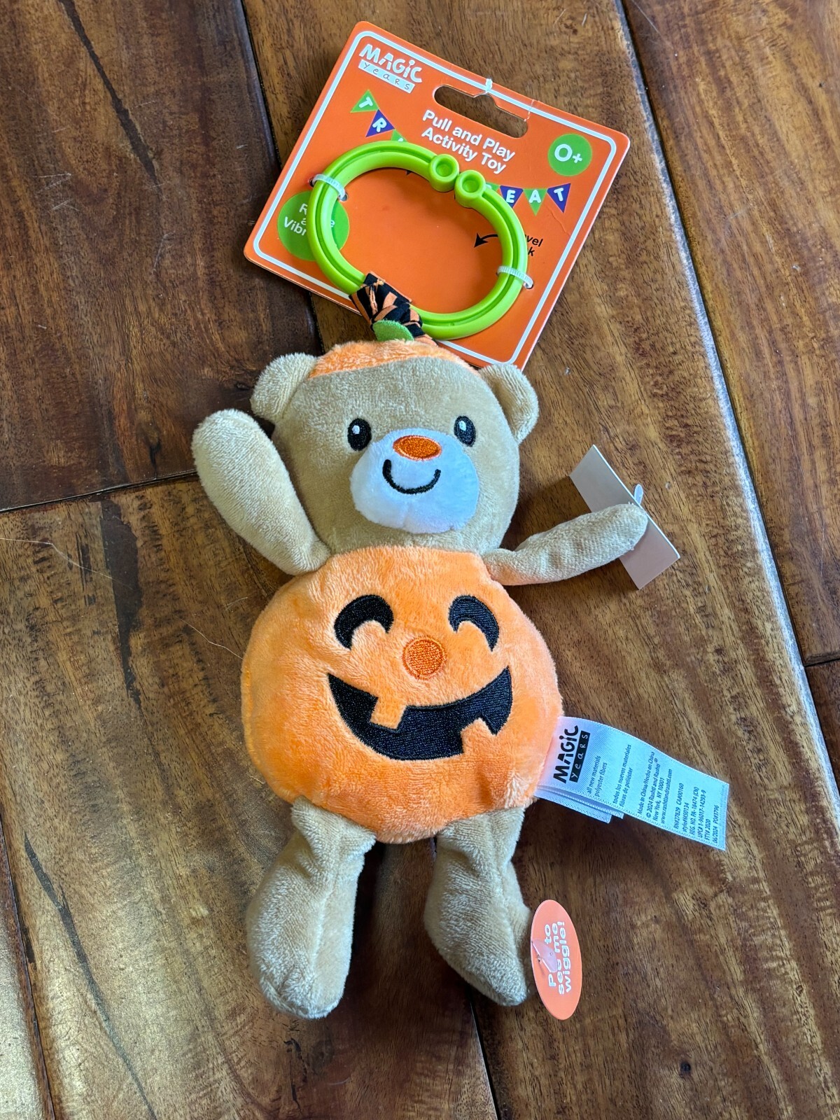 NWT Magic Years Bear Pumpkin Pull & Play Activity Toy 5″ x 9″ Age 0+