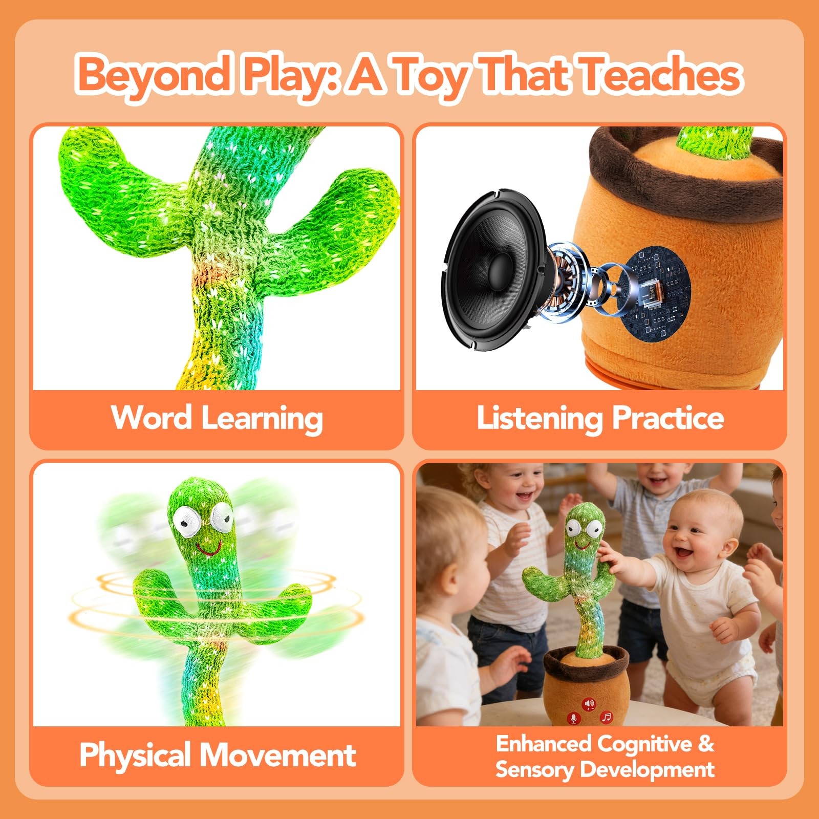 FAYOUCZ Baby Toys Dancing Talking Cactus 5.8 inches,