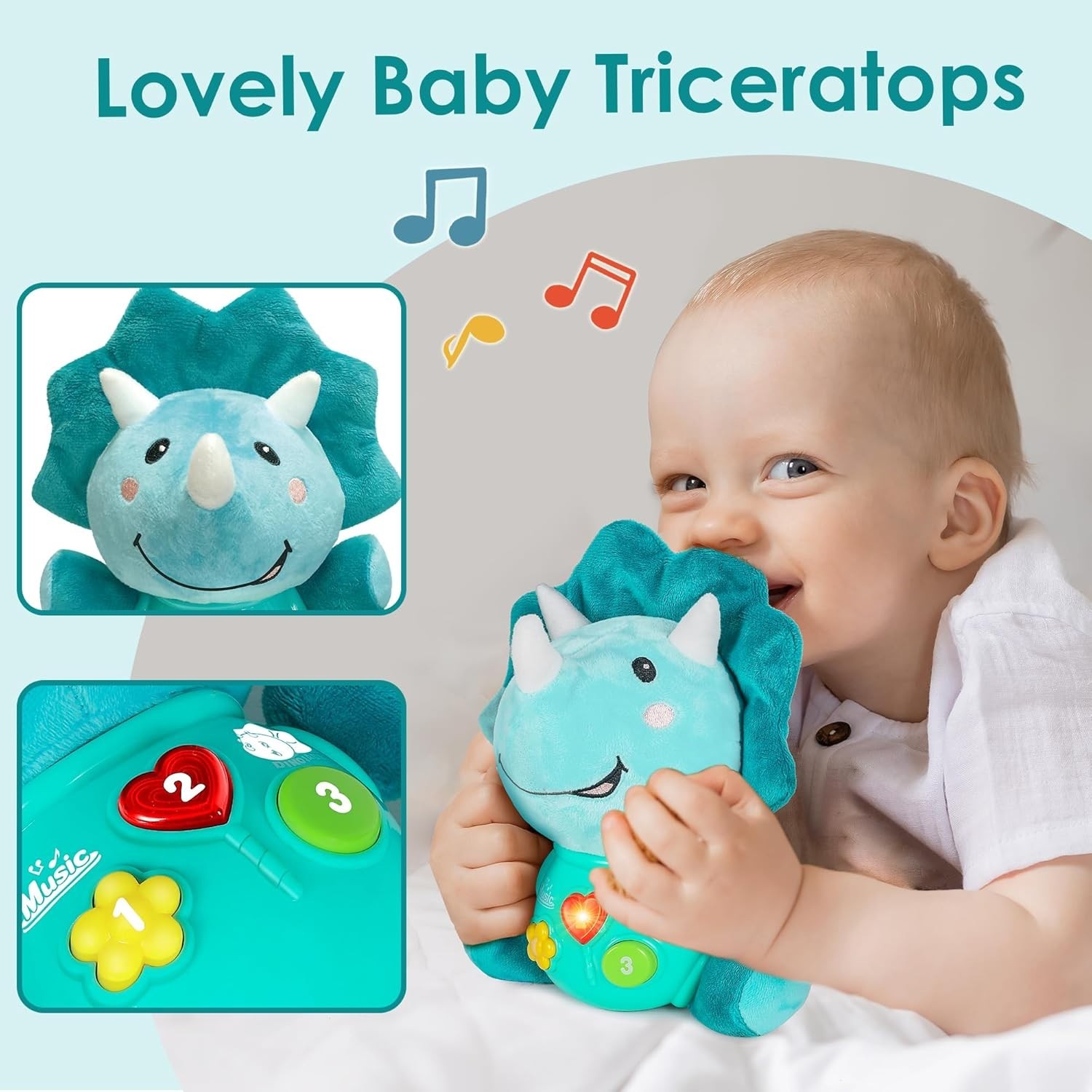 Baby Dinosaur Plush Toy Soft Light Music Infant Baby Shower Gift