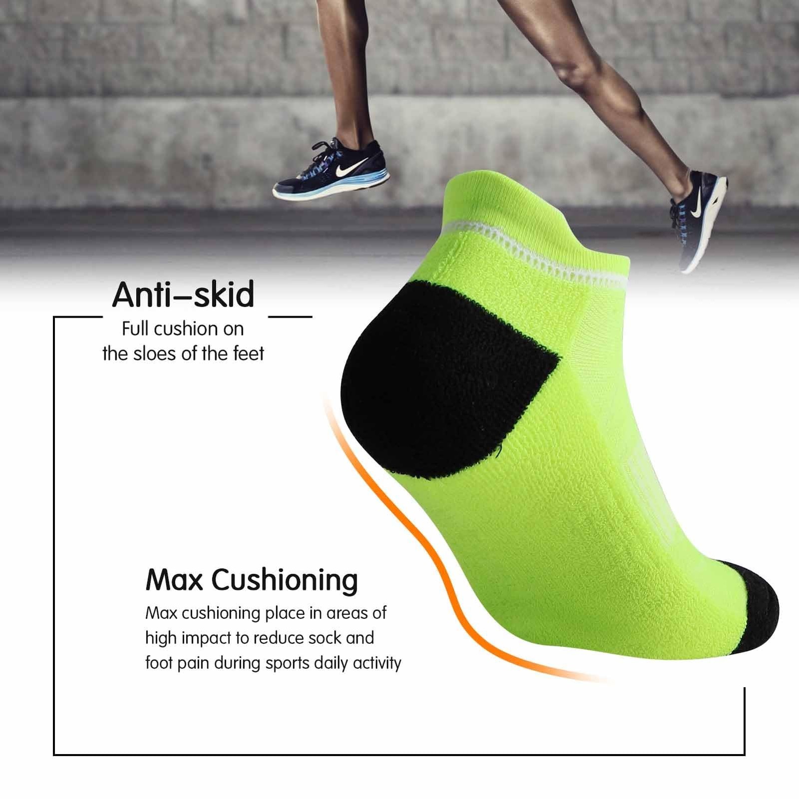 JOYNÉE Mens Ankle Athletic Running Tab Socks for Men 6 Pairs Low Cut Sports