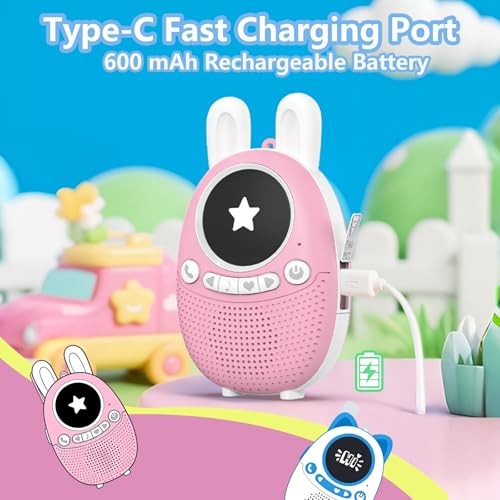 Kids Walkie Talkies for 3-12 Year Old Boys & Girls – Rechargeable Blue+Pink