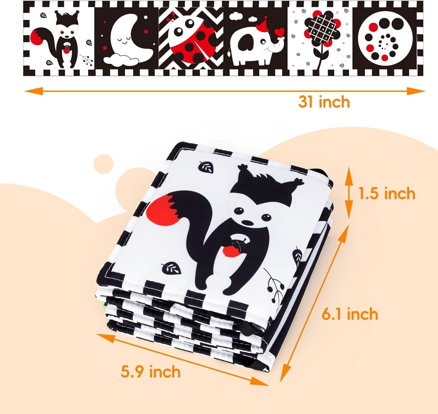 Cawgug Black and White High Contrast Baby Toys for Newborn Brain Development Tum