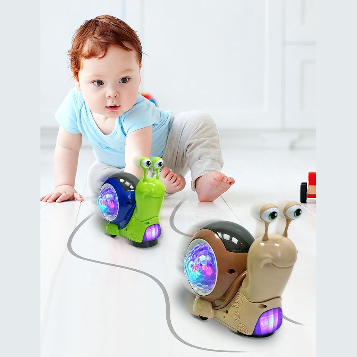 Interactive Electric Snail Baby Toy with Music and Lights, Vegetable Size