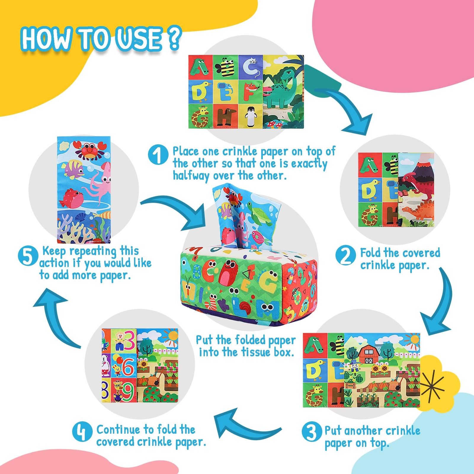 URMYWO Baby Tissue Box Toy – Montessori Toys for 6-12 Medium, Green