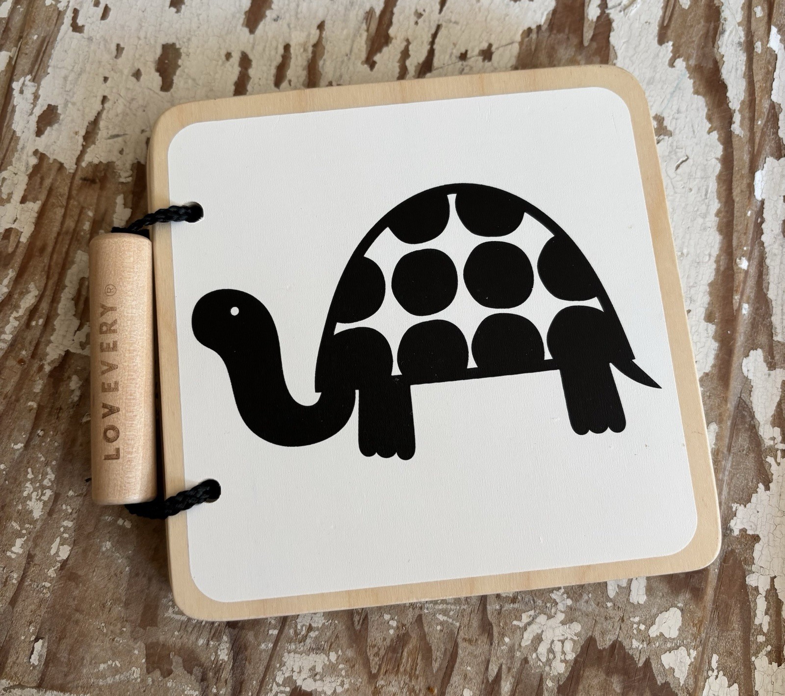 Lovevery Wooden High Contrast Animal Board Book From Looker Kit Black & White