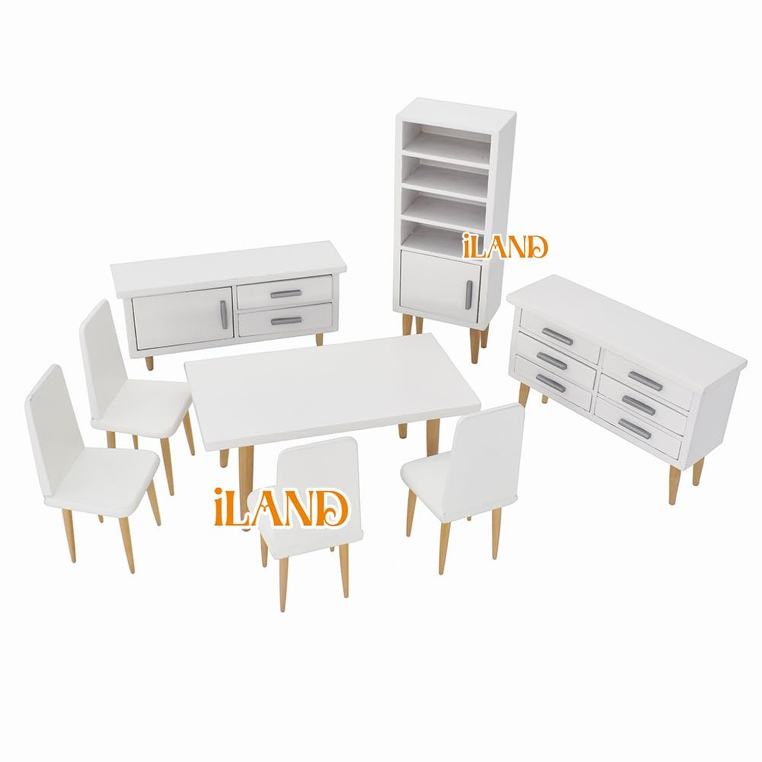 iLAND Dollhouse Furniture on 1/12 Scale of Dining-Room, Wooden Doll House Fur…