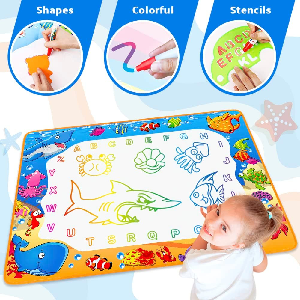 Water Doodle Mat – Kids Painting Writing Color Doodle Drawing Mat Toy Bring Magi