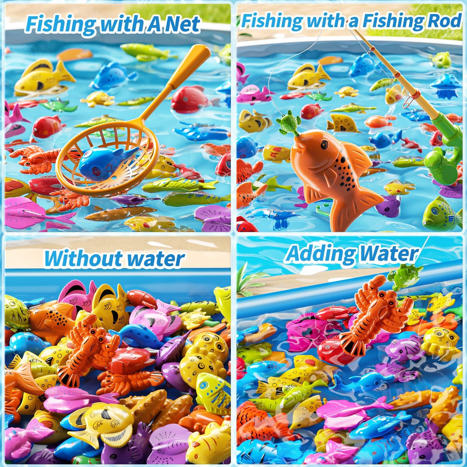 Magnetic Fishing Toys Game Pool Toys Set for 3-5, Water Table Bathtub Toys wi…